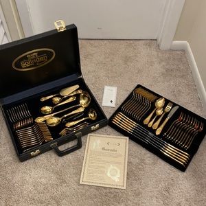 Authentic Solingen West Germany 24kt gold plated flatware set